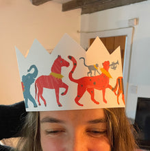 Load image into Gallery viewer, BIRTHDAY CROWN CARD, TO FIT ANY HEAD SIZE, CELEBRATION CROWN, ANIMAL PARADE
