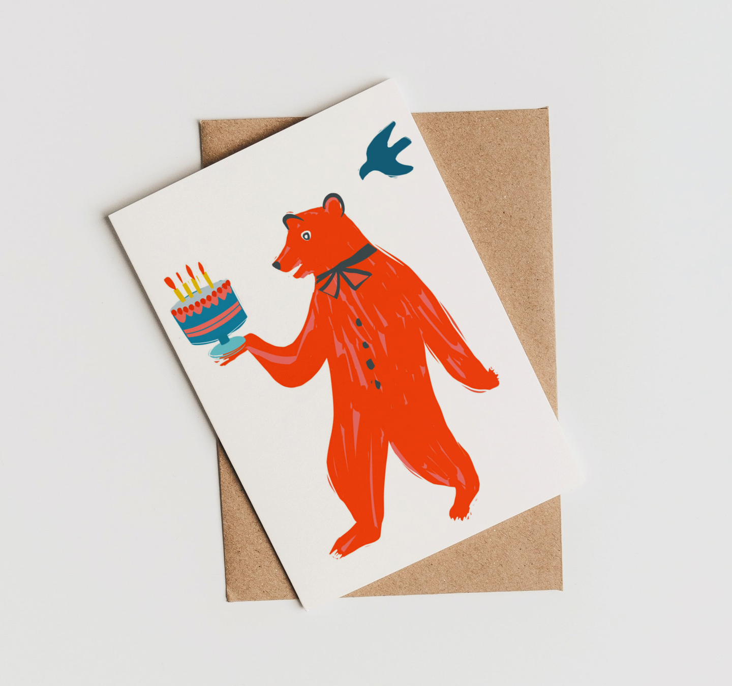ANY OCCASION CARD - PARTY BEAR BIRTHDAY CARD, CELEBRATION GREETING CARD