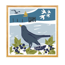 Load image into Gallery viewer, FRAMED BLACKBIRD AND SEA FINE ART GICLEE PRINT
