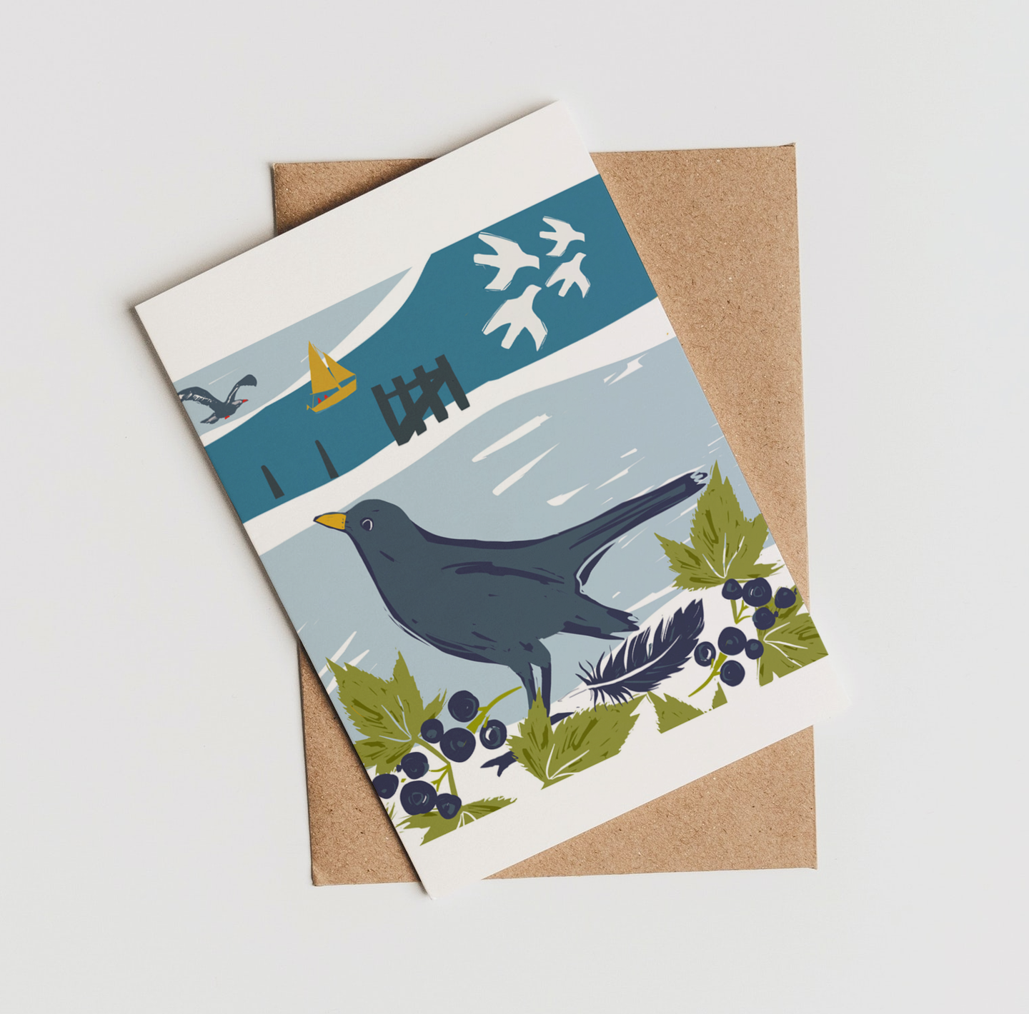 BLACKBIRD BY THE SEA  ANY OCCASION CARD