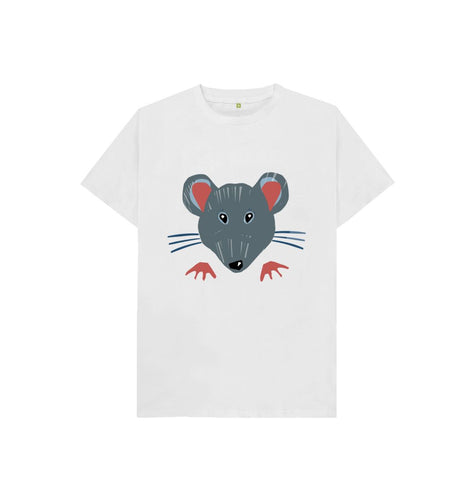 White MOUSE KIDS T -WITH TAIL!